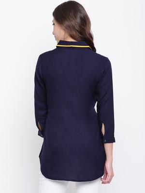 color block tie front shirt - 16480711 - Standard Image - 3