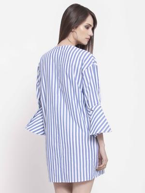 drawstring striped a-line dress - 16482554 - Standard Image - 3
