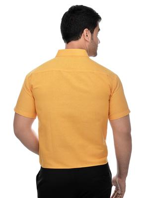 yellow khadi solid formal shirt - 16483173 - Standard Image - 3