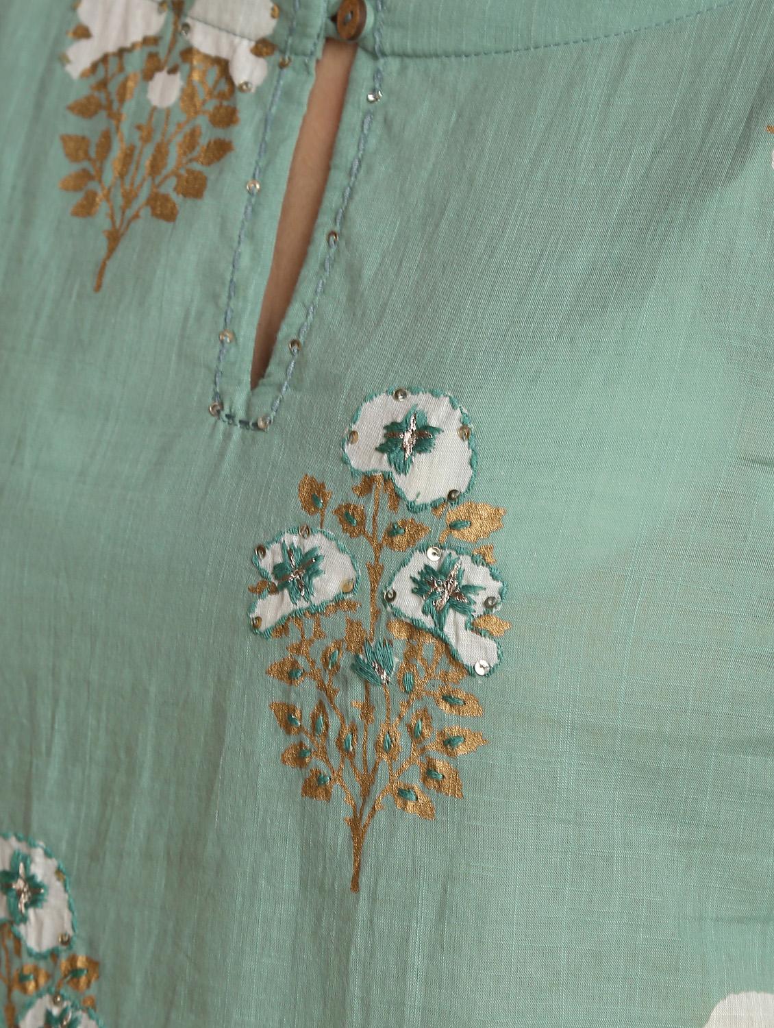 gold printed kurta with palazzo set - 16483199 - Zoom Image - 6