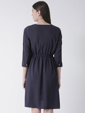 button detail blouson a-line dress - 16483241 - Standard Image - 3