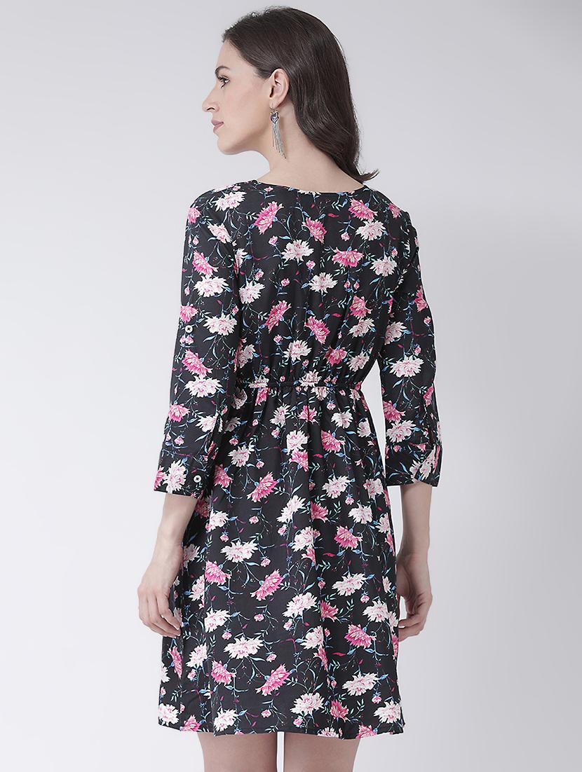 tie knot detail floral blouson dress - 16483249 - Zoom Image - 3