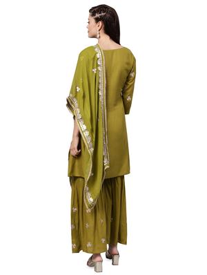 embroidered sharara suit set - 16483484 - Standard Image - 3