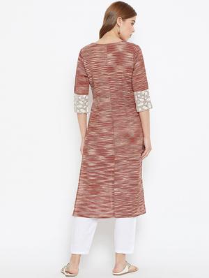 block printed straight kurta - 16483901 - Standard Image - 3
