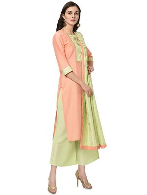 foil printed kurta palazzo with dupatta suit set - 16483969 - Standard Image - 3