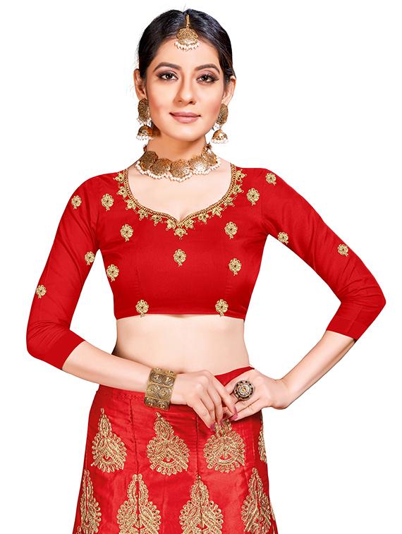 Gold embroidered a-line lehenga - 16484094 - Zoom Image - 3