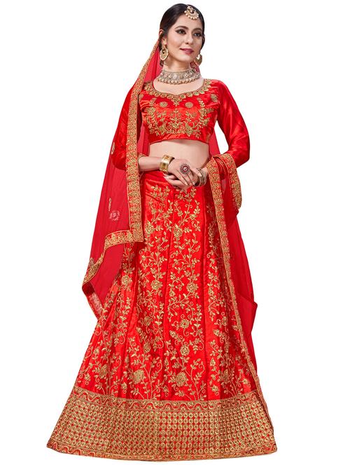 embroidered flared lehenga - 16484118 - Standard Image - 1