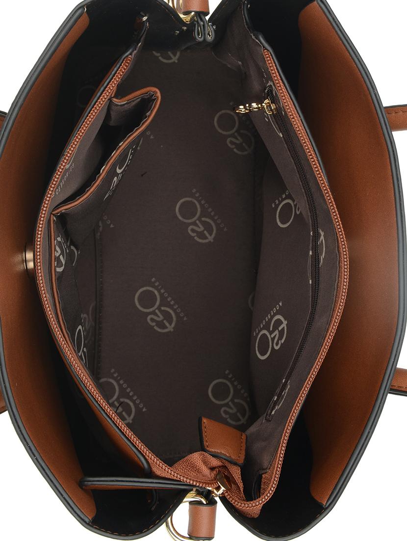 brown leatherette (pu) regular handbag - 16484494 - Zoom Image - 3