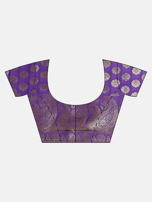 paisley brocade saree with blouse - 16484518 - Standard Image - 3