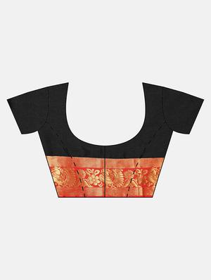 solid bordered saree with blouse - 16484597 - Standard Image - 3