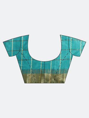 turquoise cotton silk printed saree with blouse - 16484641 - Standard Image - 3