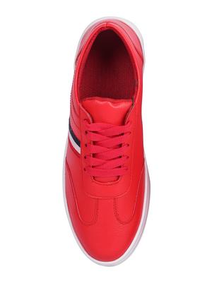 longwalk red leatherette lace up sneakers - 16485167 - Standard Image - 3