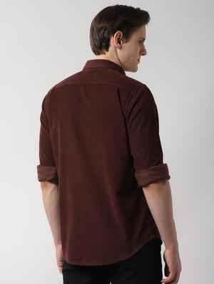 red solid corduroy shirt - 16485724 - Standard Image - 3