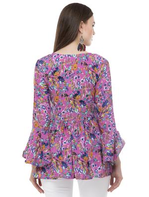v-neck pleated floral top - 16486063 - Standard Image - 3