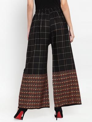 high rise checkered palazzo - 16488004 - Standard Image - 3