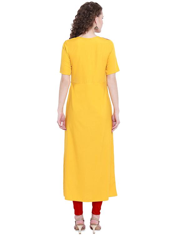 solid a-line kurta with jacket - 16488175 - Zoom Image - 3
