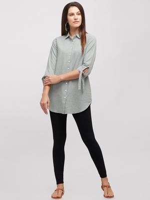 tie knot sleeved gingham shirt - 16489159 - Standard Image - 3