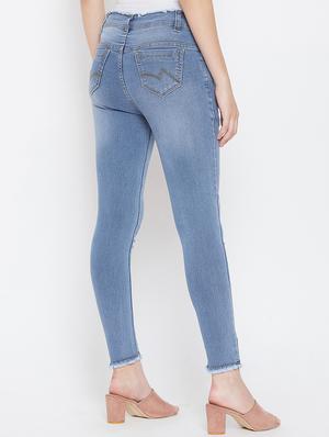 frayed detail high rise jeans - 16489176 - Standard Image - 3