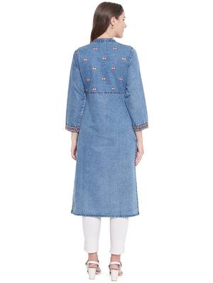 embroidered straight kurta - 16489739 - Standard Image - 3