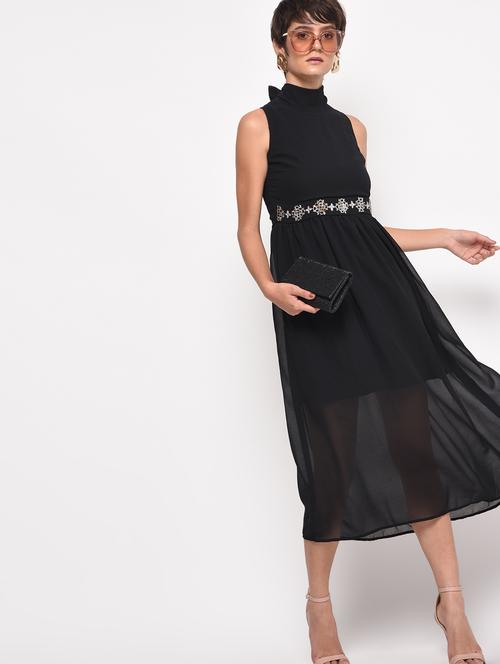 halter neck embroidered a-line dress - 16491016 - Very Small Image - 1