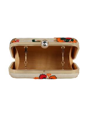 beige faux silk box clutch - 16491047 - Standard Image - 3