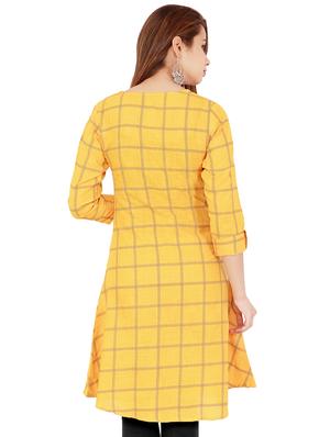 checkered a-line kurta - 16491073 - Standard Image - 3