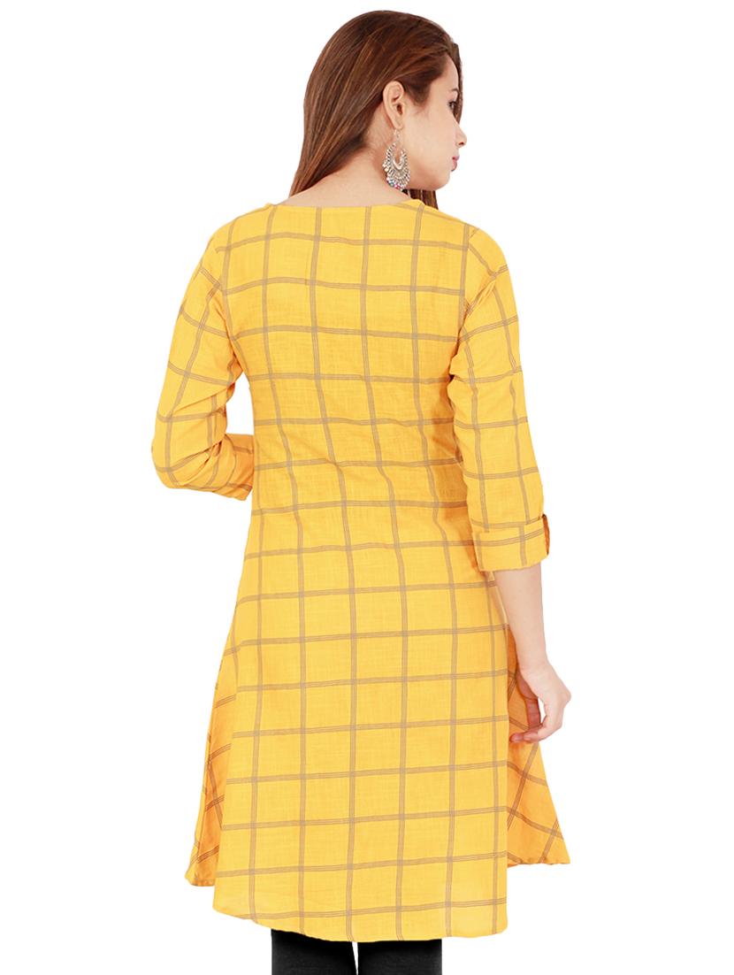 checkered a-line kurta - 16491073 - Zoom Image - 3