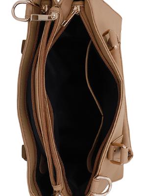 beige leatherette (pu) regular handbag - 16491807 - Standard Image - 3