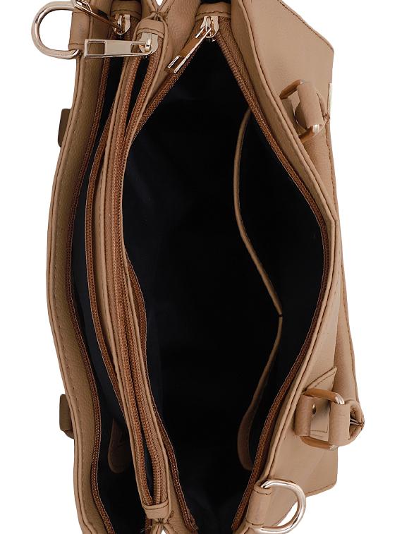 beige leatherette (pu) regular handbag - 16491807 - Zoom Image - 3