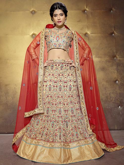 embroidered flared lehenga - 16492535 - Very Small Image - 1