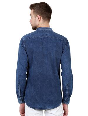 blue solid corduroy casual shirt - 16492859 - Standard Image - 3