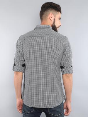 black checkered casual shirt - 16492981 - Standard Image - 3