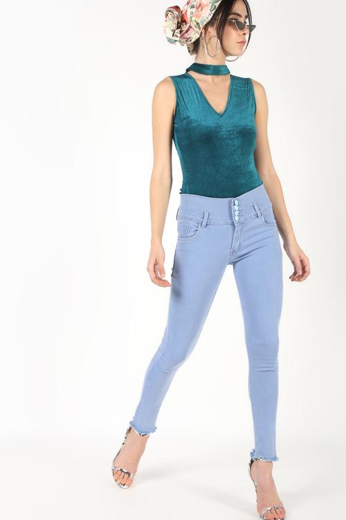 high rise frayed hem jeans - 16493036 - Standard Image - 1