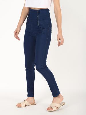 high rise button detail jeans - 16493090 - Standard Image - 3