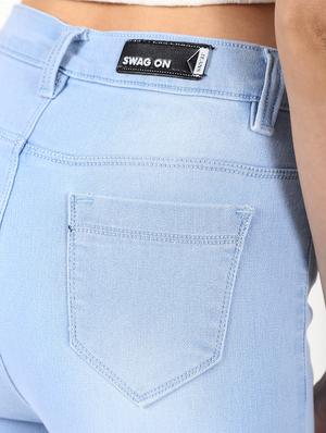 high rise knee slit jeans - 16493107 - Standard Image - 6
