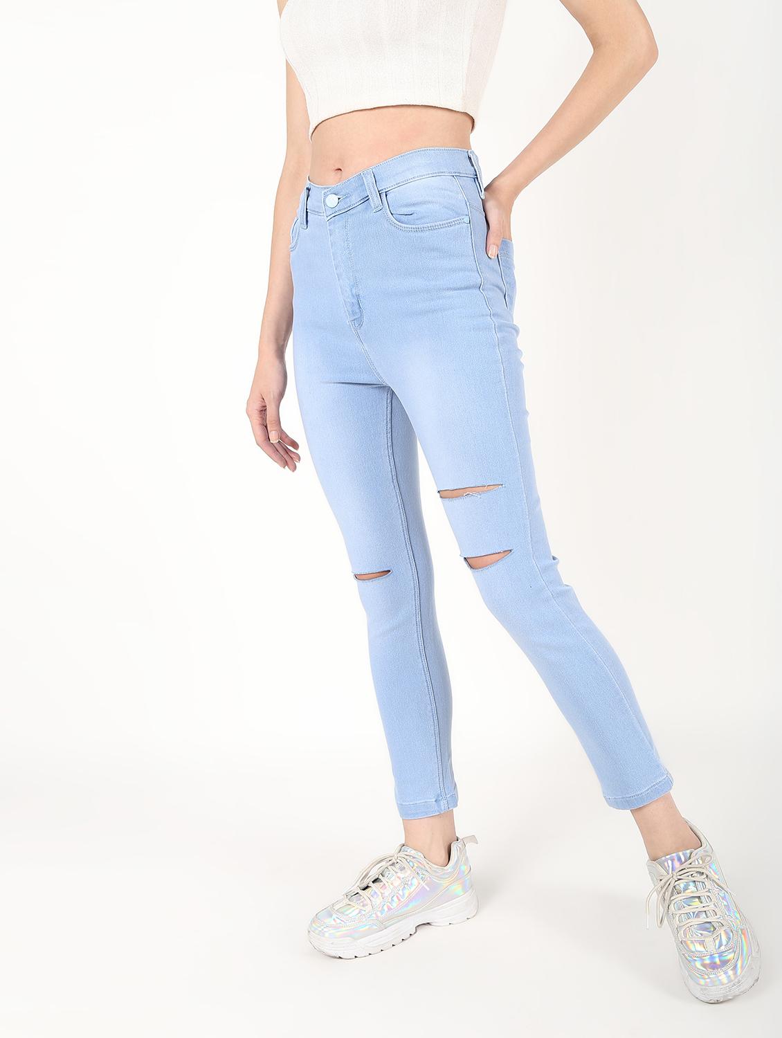 high rise knee slit jeans - 16493107 - Zoom Image - 3