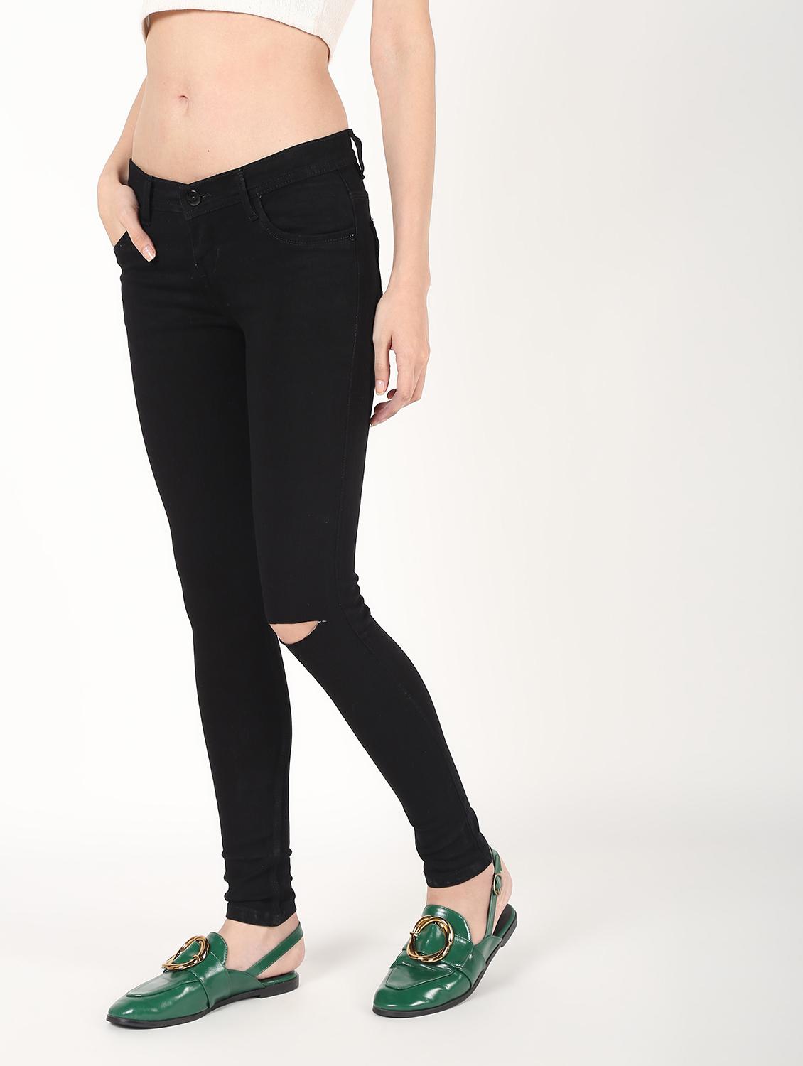 high rise knee slit jeans - 16493108 - Zoom Image - 3