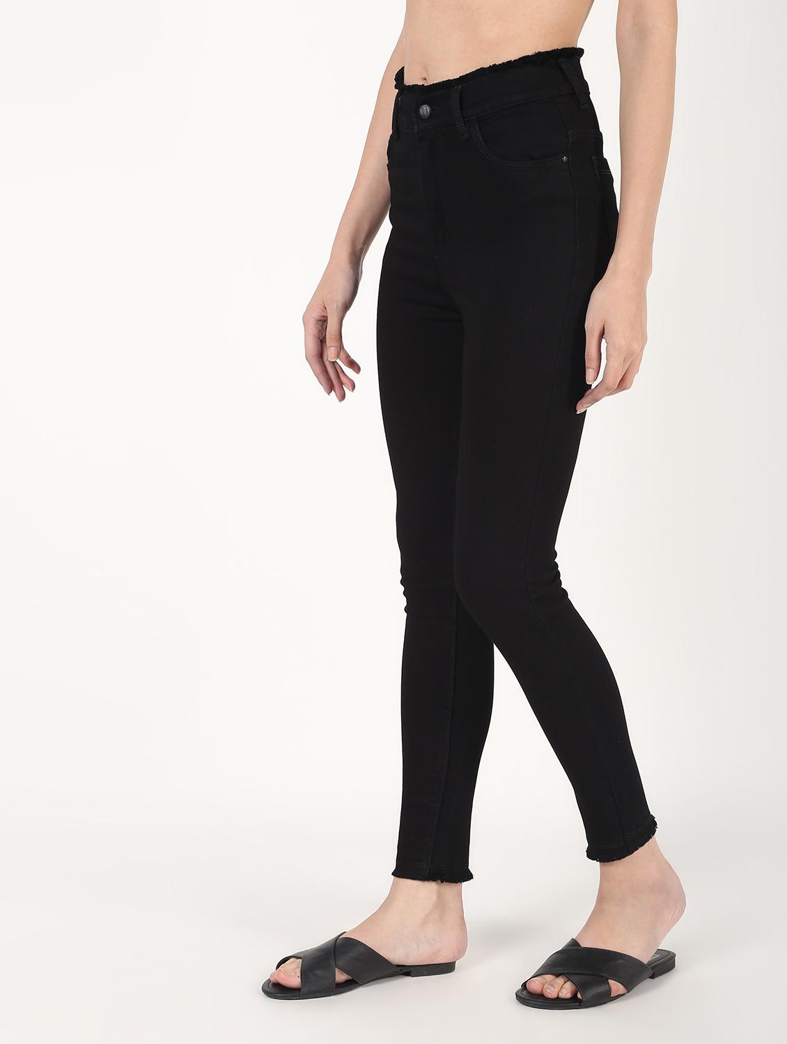 high rise frayed hem jeans - 16493124 - Zoom Image - 3