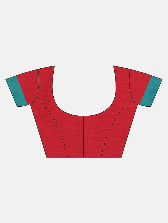 bordered plain saree with blouse - 16493204 - Zoom Image - 3