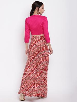 pink cotton skirt top set - 16493676 - Standard Image - 3