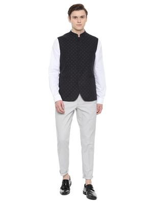 black printed nehru jacket - 16493740 - Standard Image - 3