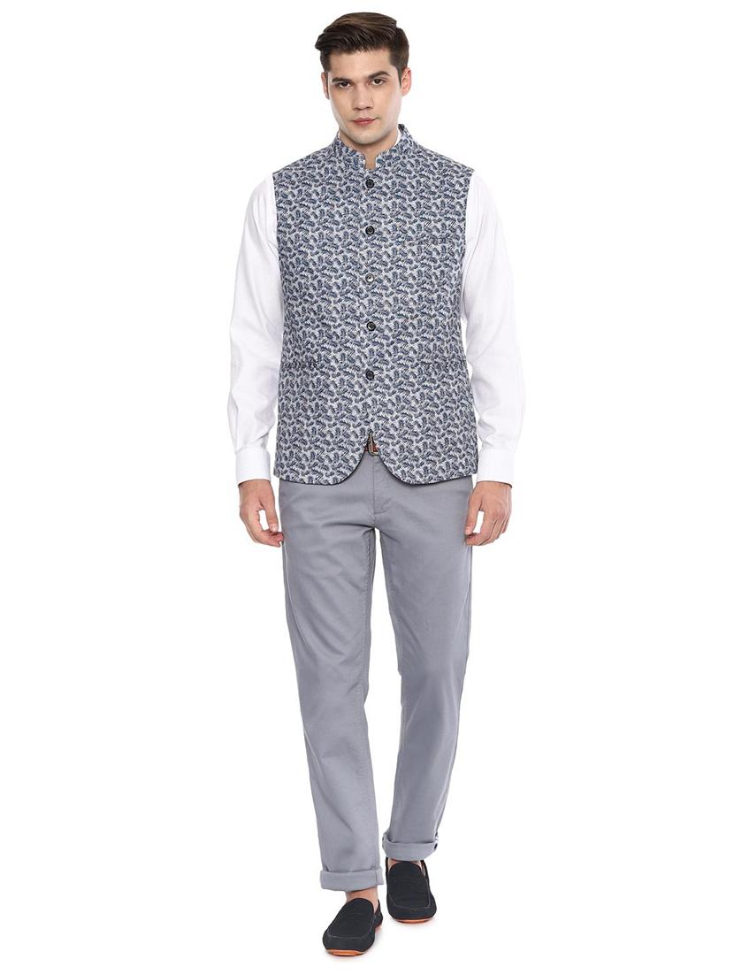 blue printed nehru jacket - 16493741 - Zoom Image - 3