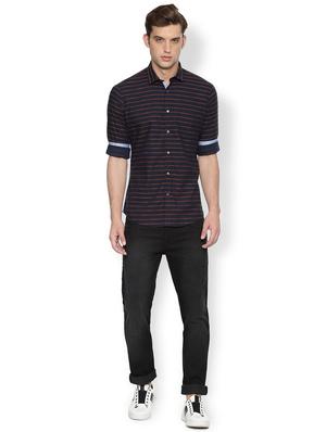 navy blue striped casual shirt - 16493792 - Standard Image - 3