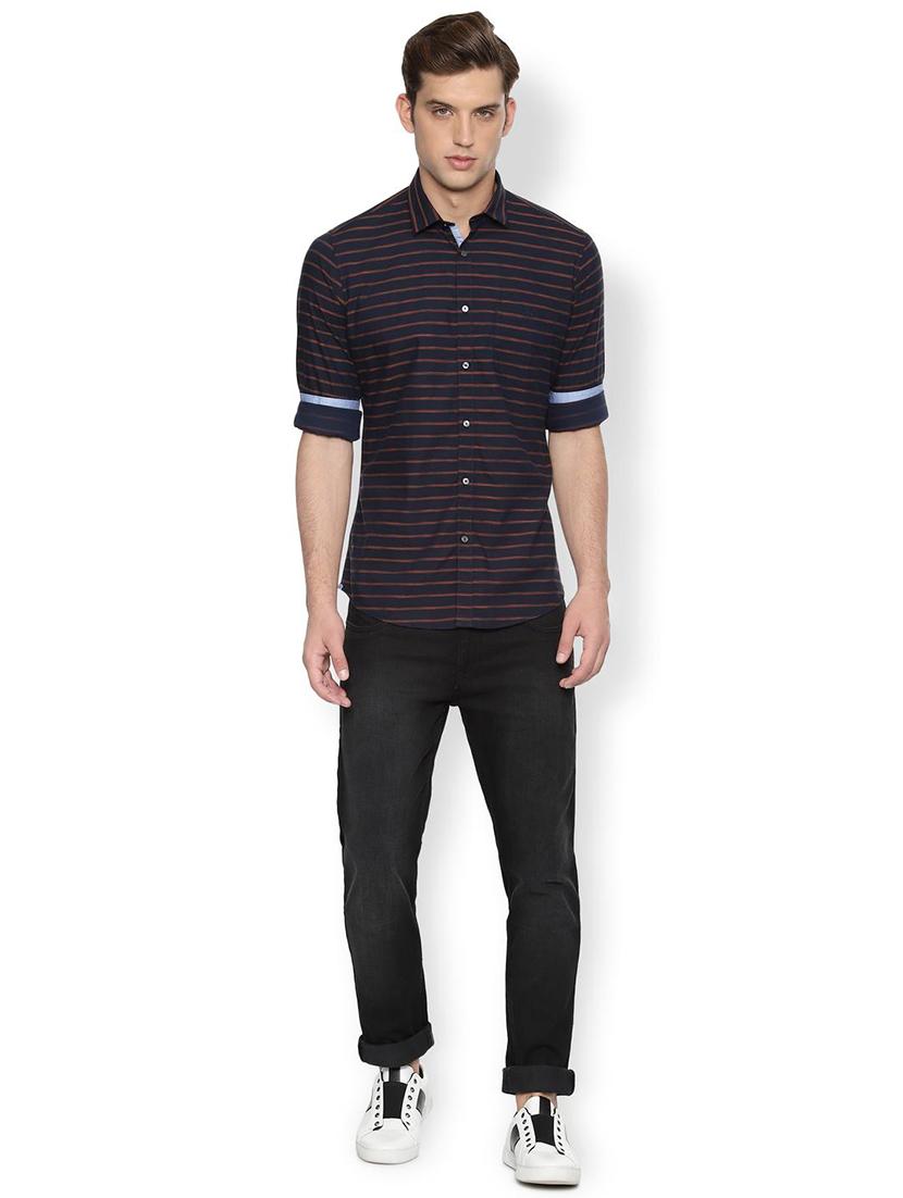 navy blue striped casual shirt - 16493792 - Zoom Image - 3