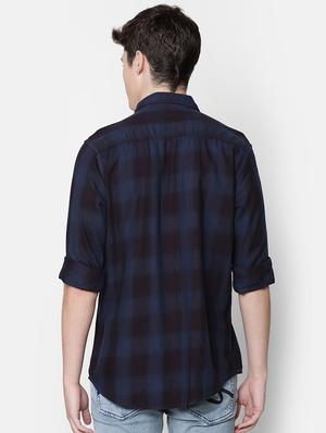 navy blue checkered casual shirt - 16494092 - Standard Image - 3