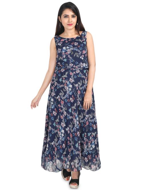 boat neck floral maxi dress - 16494423 - Standard Image - 1