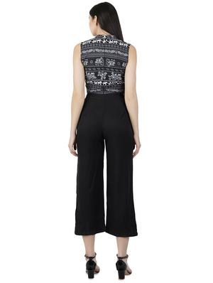 mandarin neck printed yoke jumpsuit - 16495295 - Standard Image - 3