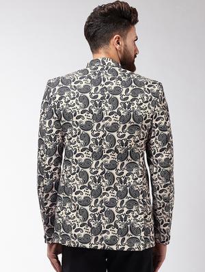 black printed bandhgala formal blazer - 16495457 - Standard Image - 3