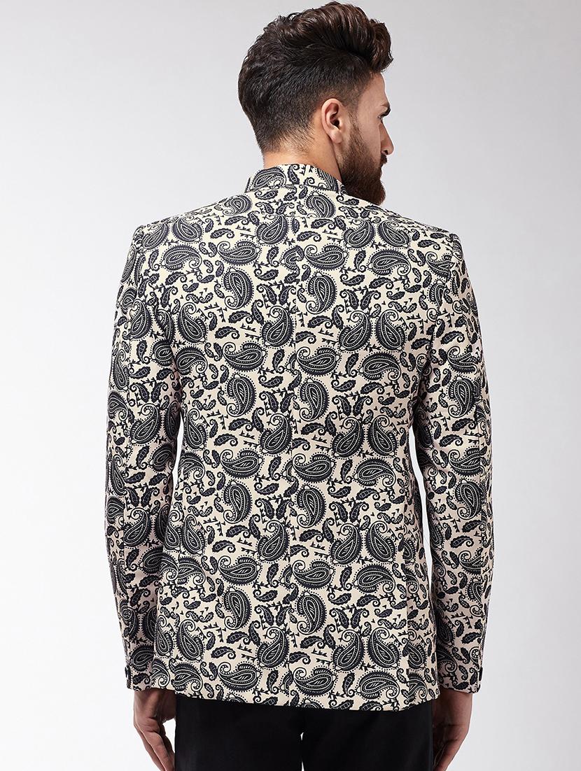 black printed bandhgala formal blazer - 16495457 - Zoom Image - 3