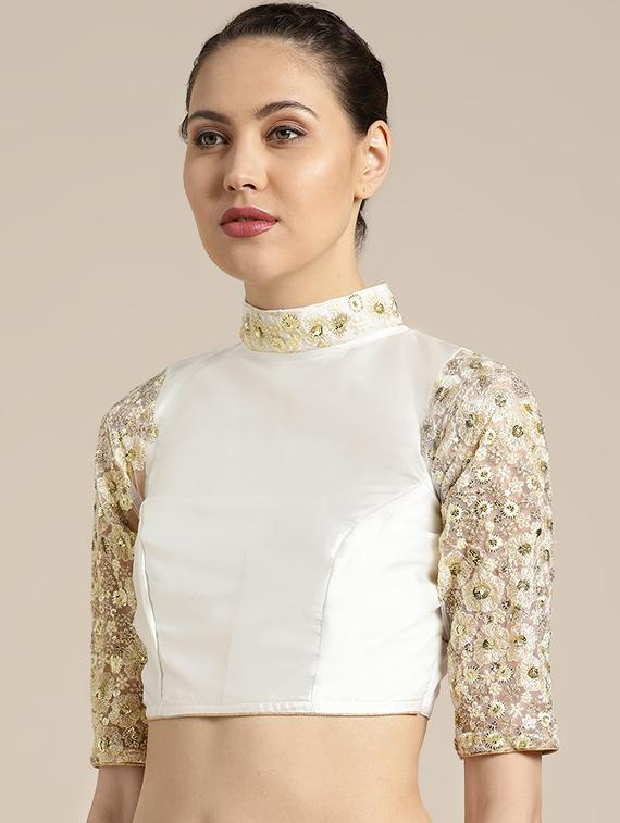 floral embroidered saree with blouse - 16495902 - Zoom Image - 3